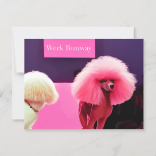 Söt Rosa Pudel Catwalk Grattis Födelsedag Postkort Vykort
