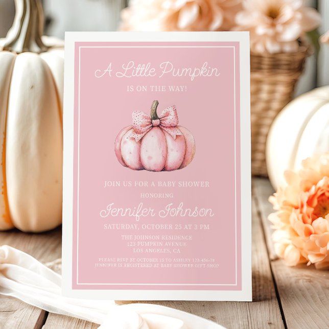 Söt Rosa Pumpa Bebis Shower Inbjudningar (Cute Pink Pumpkin Baby Shower Invitation)