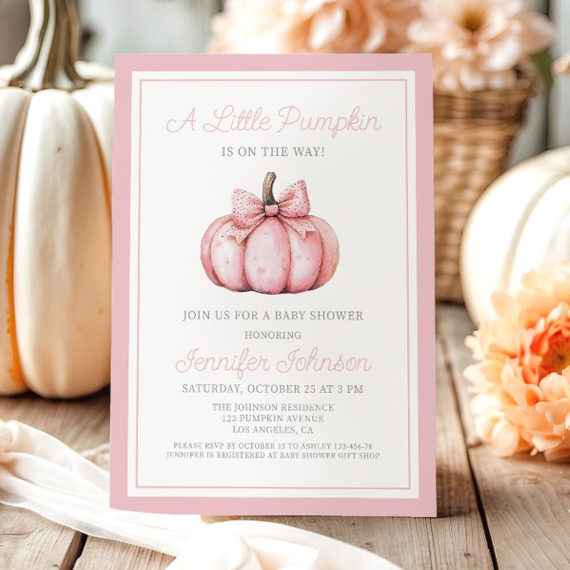 Söt Rosa Pumpa Bebisdopp Inbjudningar (Cute Pink Pumpkin Baby Shower Invitation)
