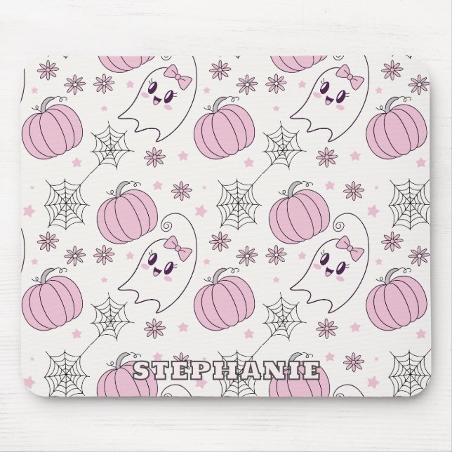 Söt Rosa Pumpa Halloween Mönster Musmatta (Framsidan)