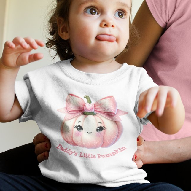 Söt Rosa Pumpa med Band Halloween T Shirt (Skapare uppladdad)