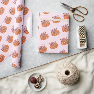 Söt Rosa Pumpkin Blommigt Girly Birthday Presentpapper
