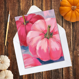 Söt Rosa Pumpkins Watercolor Julkort