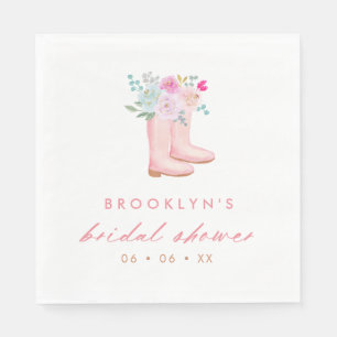 Söt Rosa Rain Boots & Flowers Möhippa Pappersservett