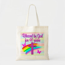 SÖT ROSA RAINBOW 90:E BIRTHDAG SMALL TOTE BAG