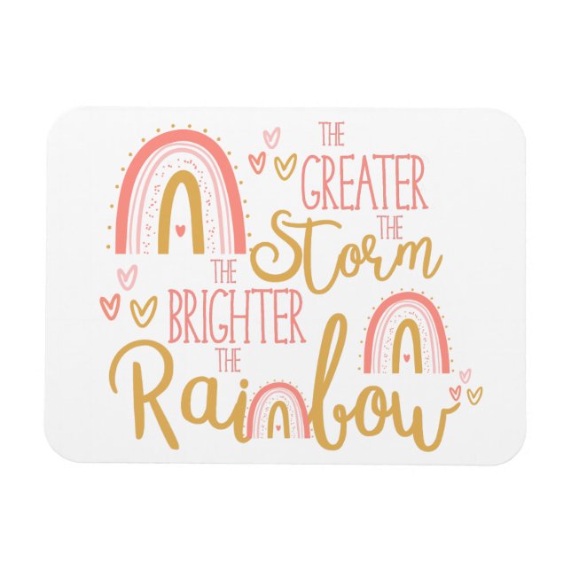 Söt Rosa Rainbow Encouragement Quote Magnet (Horisontell)