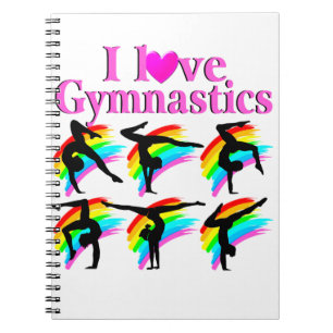 SÖT ROSA RAINBOW GYMNASTICS DESIGN ANTECKNINGSBOK MED SPIRAL