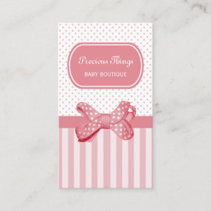 Söt Rosa Rand Cute Polka Dot Bow Boutique Visitkort