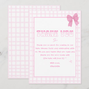 Söt rosa randig baby shower-dekoration tack kort