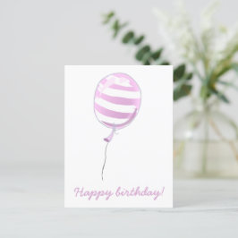Söt rosa randig ballong - Barnkalas Vykort