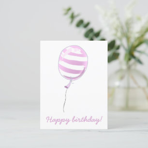 Söt Rosa Randig Ballong - Barnkalas Vykort