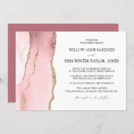 Söt Rosa rasar modern bröllop Inbjudningar