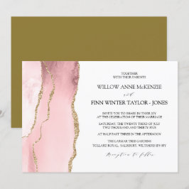 Söt Rosa rasar modern bröllop Inbjudningar