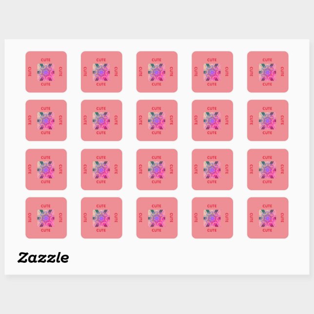 Söt ROSA _RED Fyrkantigt Klistermärke (Ark)