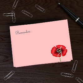 Söt Rosa Red Poppy Monogram Post it Notes Post-it Block