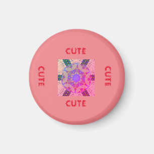Söt ROSA _RED_ROUND Magnet