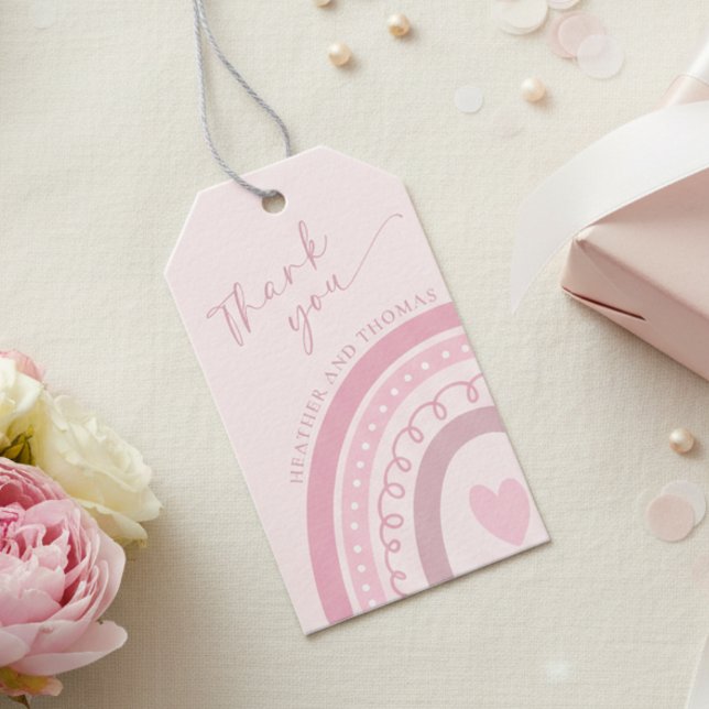 Söt Rosa Regnbåge Tack  Presentetikett (Skapare uppladdad)