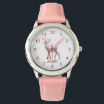 Söt rosa renar personlig-flicka armbandsur<br><div class="desc">Söt rosa renar personlig-flicka</div>
