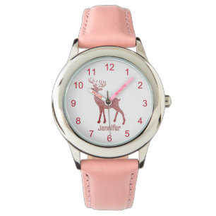 Söt rosa renar personlig-flicka armbandsur