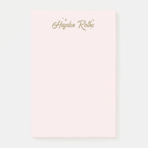 Söt Rosa Retro Font och Stjärnor  Post-it Block