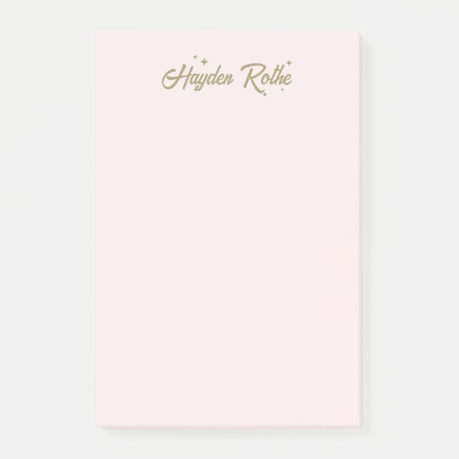Söt rosa retrofont och stjärnor  post-it block (Framsida)