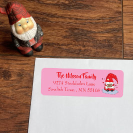 Söt rosa returetiketter med rött gnom. returadress etikett