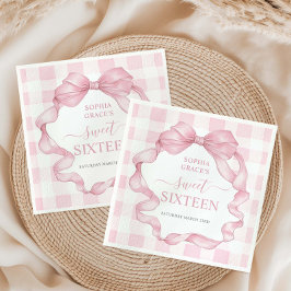 Söt Rosa Ribbon Bows Sweet sixteen 16 Birthday Pappersservett