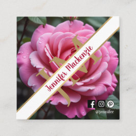 Söt Rosa ros AI Genererad Fyrkantigt Visitkort