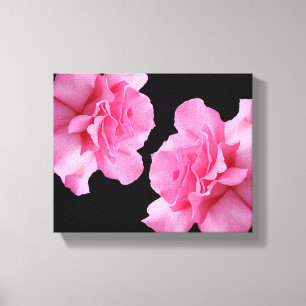 Söt rosa ros blommar modern minimalistisk blommigt canvastryck
