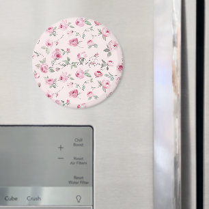 Söt Rosa ros Blommigt Bröllop Magnet