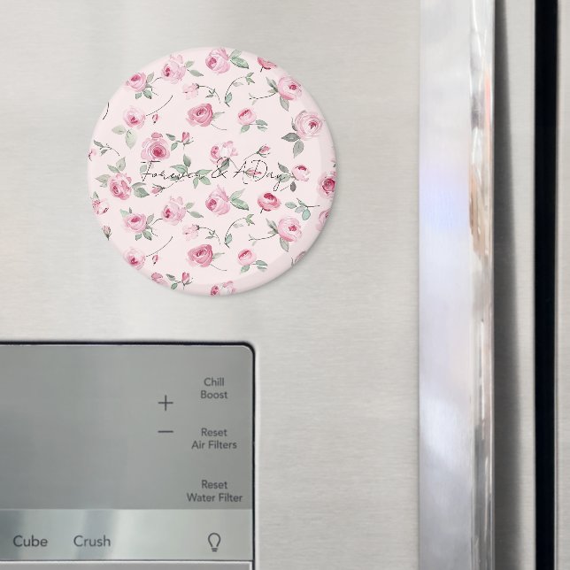 Söt Rosa ros Blommigt Bröllop Magnet (In Situ (Fridge))