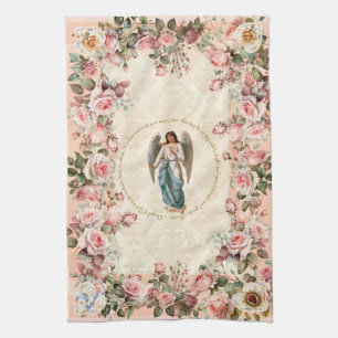 Söt Rosa ros Blommigt Guardian Angel Kökshandduk