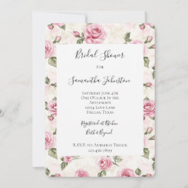 Söt Rosa ros Blommigt Möhippa Inbjudningar