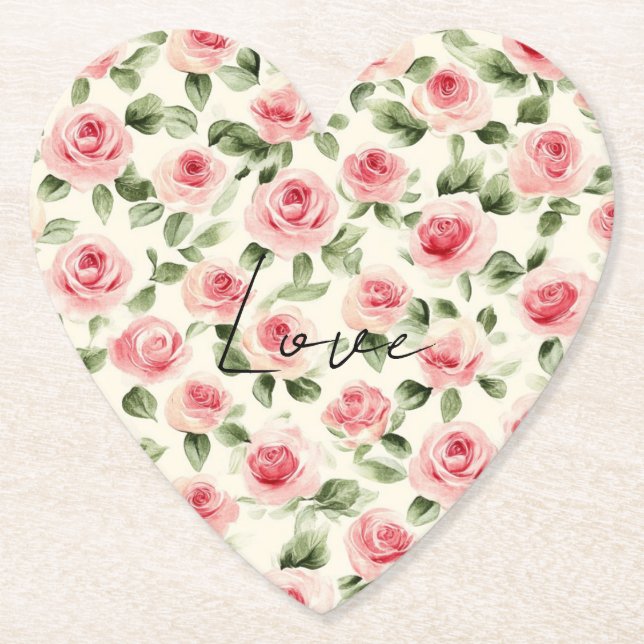 Söt Rosa ros Blommigt Möhippa Underlägg Papper (Framsida)