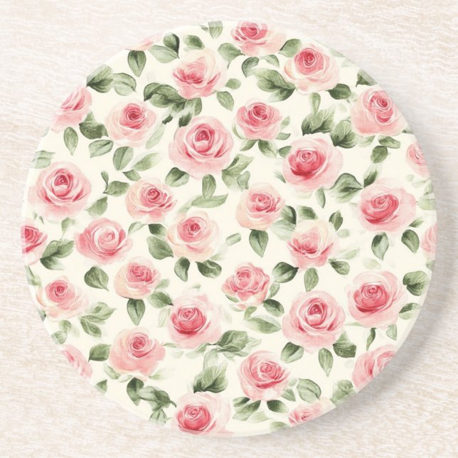 Söt Rosa ros Blommigt Underlägg (Framsidan)