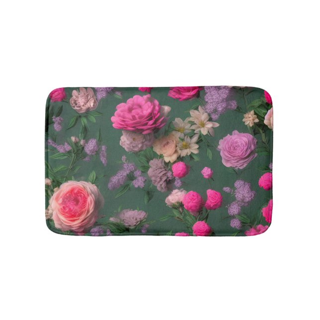 Söt Rosa ros Bouquet Blommigt Bath Mat Badrumsmatta (Framsidan)