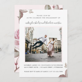 Söt Rosa ros Bröllop Förlovning Photo Inbjudningar