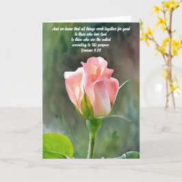 Söt Rosa ros Bud Bible Verse Art Note Card Kort