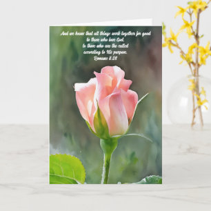 Söt Rosa ros Bud Bible Verse Art Note Card Kort
