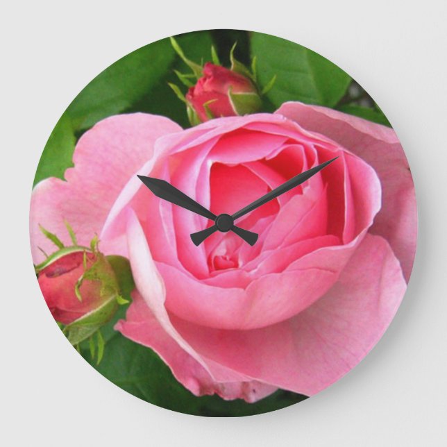 Söt Rosa ros Clock Stor Klocka (Framsida)