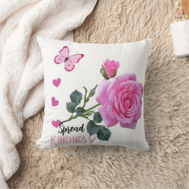 Söt Rosa Ros Fjäril Hjärtan Kastkudde Snäll Kudde
