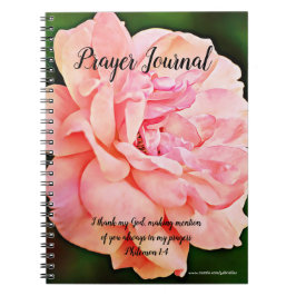 Söt Rosa ros Flower Prayer Journal Anteckningsbok