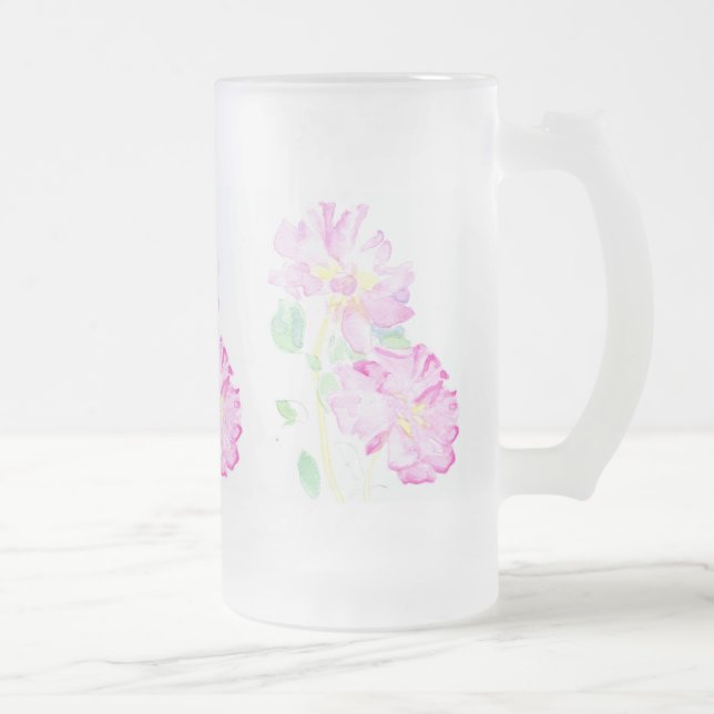 Söt Rosa ros Frostat Glass Mugg (Höger)