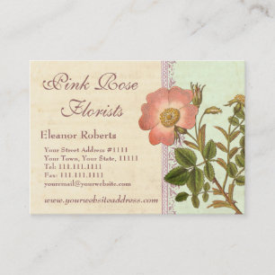 Söt Rosa ros Garden Florist Visitkort