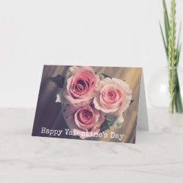 Söt Rosa ros Heart Valentine Day Card Helgkort