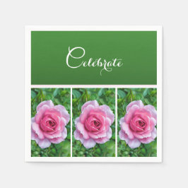 Söt Rosa ros i en rad - Pappersservett