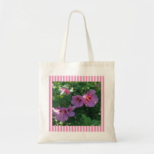 Söt Rosa ros i Sharon Photo Stripe Tote Bag Tygkasse