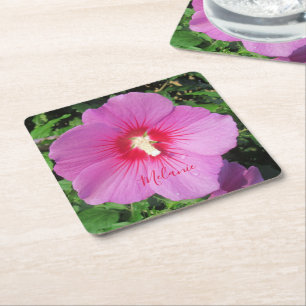 Söt Rosa ros i Sharon Waterdrops Petals Underlägg Papper Kvadrat
