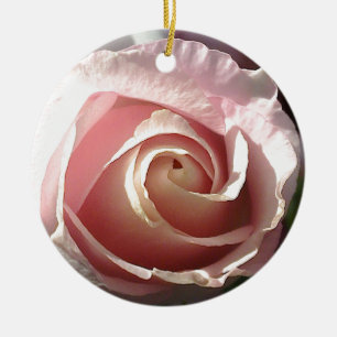 Söt rosa ros julgransprydnad keramik