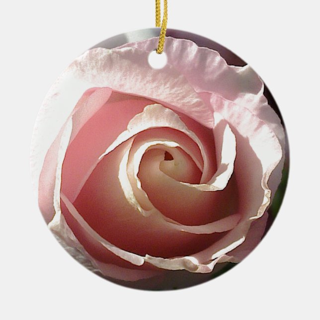 Söt rosa ros julgransprydnad keramik (Framsidan)